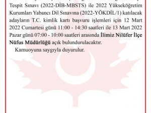 Bursa Valiliği Duyurdu: Nilüfer İ̇lçe Nüfus Müdürlüğü Açık Olacak
