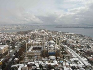 Beyaza Bürünen Tarihi Yarımada Havadan Görüntülendi