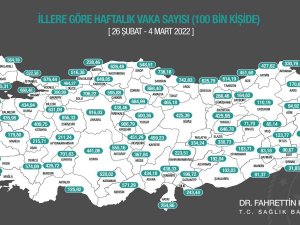 Bakan Koca, 26 Şubat-4 Mart Arasında İllere Göre Covid-19 İnsidans Haritasını Paylaştı