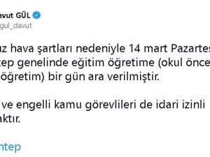 Gaziantep’te Okullara Kar Tatili