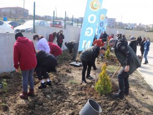 Vali Dağlı Öğrencilerle Birlikte Okul Bahçesinde Fidan Dikti