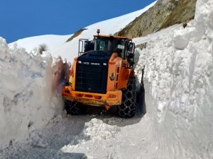 İ̇ş Makinesinin Boyunu Bulan Karla Mücadele Sürüyor