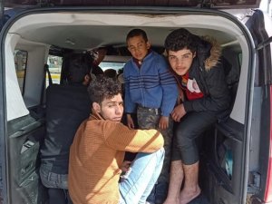 Trafik Uygulamasında Durdurulan İki Araçtan 15 Kaçak Göçmen Çıktı