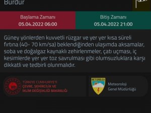 Burdur’da Fırtına Uyarısı