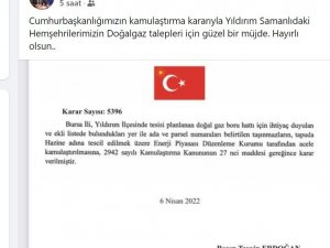 Yıldırım Samanlı Mahallesi’ne Doğalgaz Müjdesi