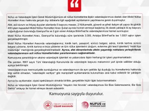 İ̇çişleri Bakanlığı’ndan Mobil Nüfus Hizmetleri Aracı Hakkında Çıkan İddialara Yalanlama