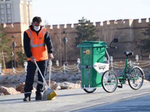 Bisiklet Şehri Konya’da Temizlik Ekipleri De Bisikletlendi
