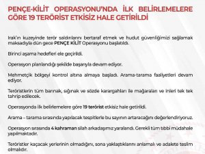 Msb: "(Pençe Kilit Operasyonu) İ̇lk Belirlemelere Göre 19 Terörist Etkisiz Hale Getirildi, Sayının Artacağını Değerlendiriyoruz"