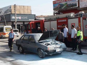 Alev Alan Otomobil Yangın Tüpü Sayesinde Yanmaktan Kurtarıldı