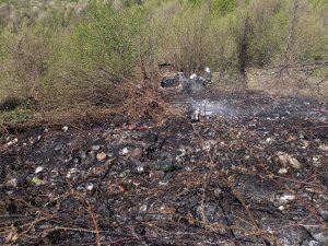 Şarampole Uçan Araç Alev Alev Yandı
