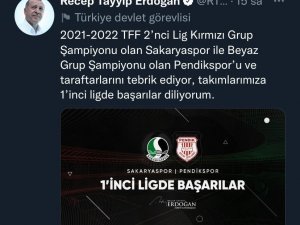 Cumhurbaşkanı Erdoğan Sakaryaspor’u Tebrik Etti
