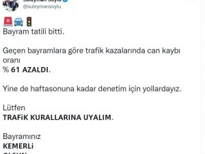 Bakan Soylu: “Geçen Bayramlara Göre Trafik Kazalarında Can Kaybı Oranı Yüzde 61 Azaldı”