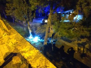 Kontrolden Çıkan Otomobil İ̇l Özel İ̇daresi Bahçesine Yuvarlandı