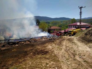Kastamonu’da İki Ev Ve Samanlık Alevlere Teslim Oldu