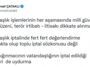 İ̇çişleri Bakanlığı Sözcüsü Çataklı: “15 Bin Sığınmacının Vatandaşlığının İptal Edildiği Haberleri Uydurma”