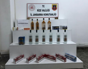 Rize'de Jandarmadan Kaçak Sigara ve Alkol Operasyonu