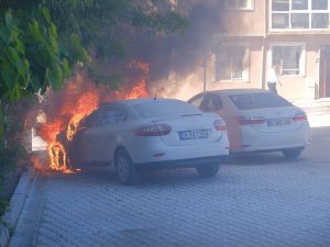 Park Halindeki Otomobil Alev Alev Yandı
