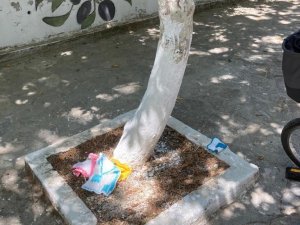 Mezitli Örgülü Sokaktaki Örgüler Ve Resimler Tahrip Edildi