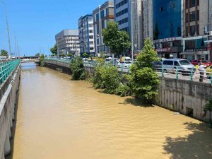 Kent Merkezinde Dereler Sarıya Boyandı