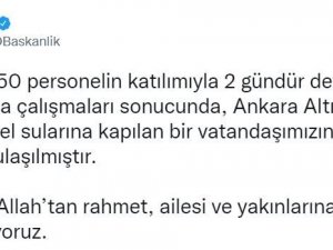 Afad: “Ankara Altındağ İlçesinde Sel Sularına Kapılan Bir Vatandaşımızın Cansız Bedenine Ulaşılmıştır”