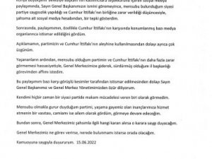 Bbp Kocaeli İ̇l Başkanı Remzi Kaya, Görevden Affını İstedi