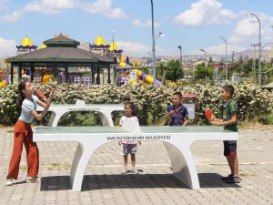 Van’daki Parklara Masa Tenisi Ve Satranç Masaları Kurdu