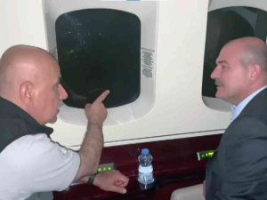 Bakanlar Yangın Sahasını Helikopterden İnceledi