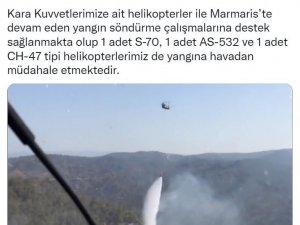 Askeri Helikopterler Marmaris’teki Orman Yangınına Müdahale Ediyor