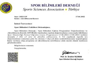 İ̇nönü Üniversitesi Spor Yöneticiliği Bölümü Akredite Edildi