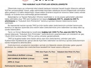 Tmo Hububat Alım Fiyatları Güncellendi