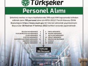 Türkşeker 195 Personel Alacak
