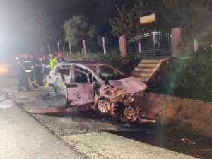 Tekirdağ’da Takla Atan Otomobil Alev Aldı: 1 Yaralı