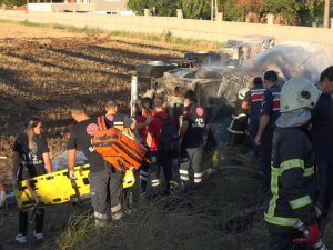 Devrilen Tankerin İçinde Yanarak Can Verdi