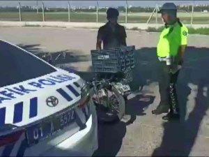 Motosikleti Ayağıyla Süren Şahsa Ceza Yağdı