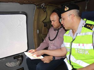 Kayseri’de Bayram Öncesinde Helikopterle Trafik Denetimi
