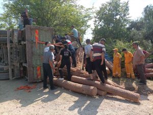 Kahramanmaraş’ta Tomruk Yüklü Kamyon Devrildi: 1 Ölü, 2 Yaralı