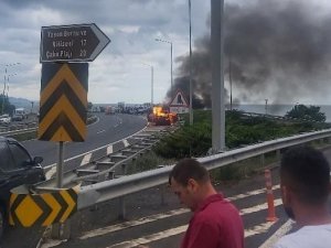 Ordu’da Düğün Konvoyunda Otomobil Alevlere Teslim Oldu