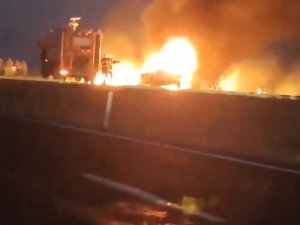 Seyir Halinde Bulunan Lpg’li Araç Alev Topuna Döndü