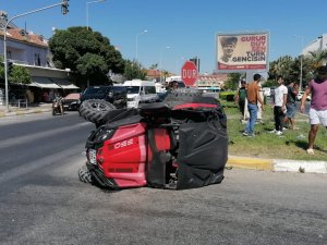 Kırmızı Işık İhlali Yapan Atv Otomobille Çarpışıp Takla Attı: 1 Yaralı