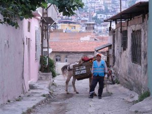 Tarihi İlçede Çöpler Atlarla Toplanıyor