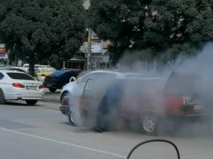 Bursa’da Canını Hiçe Sayarak Yanan Aracını Durdurdu