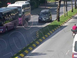 Bir Anda Yola Fırlayan Kadına Hafif Ticari Araç İşte Böyle Çarptı