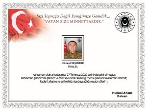 Pençe Harekatı’nda 1 Asker Şehit Düştü