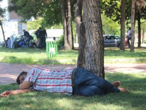 Sıcaktan Bunalan Çocuklar Süs Havuzlarında Serinledi