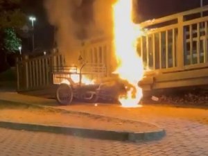 Bursa’da Elektrikli Bisiklet Alev Alev Yandı