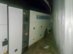 Yolcu Otobüsü Köpeğe Çarpmamak İçin Kaza Yaptı: 6 Yaralı