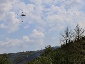 Kocaeli’de Orman Yangınına Helikopterle Müdahale Sürüyor