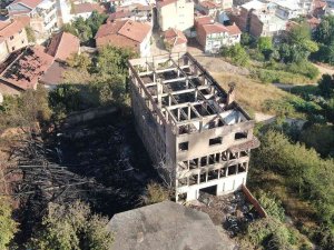 Tarihi İpekçilik Fabrikasındaki Yangının Bilançosu Havadan Görüntülendi