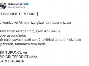 Bakan Soylu: “Bir Turuncu Ve Bir Gri Terörist Daha Sarı Torbada”