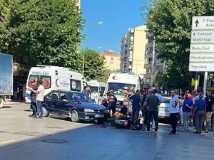 Otomobil Motosiklete Çarptı: 1 Yaralı